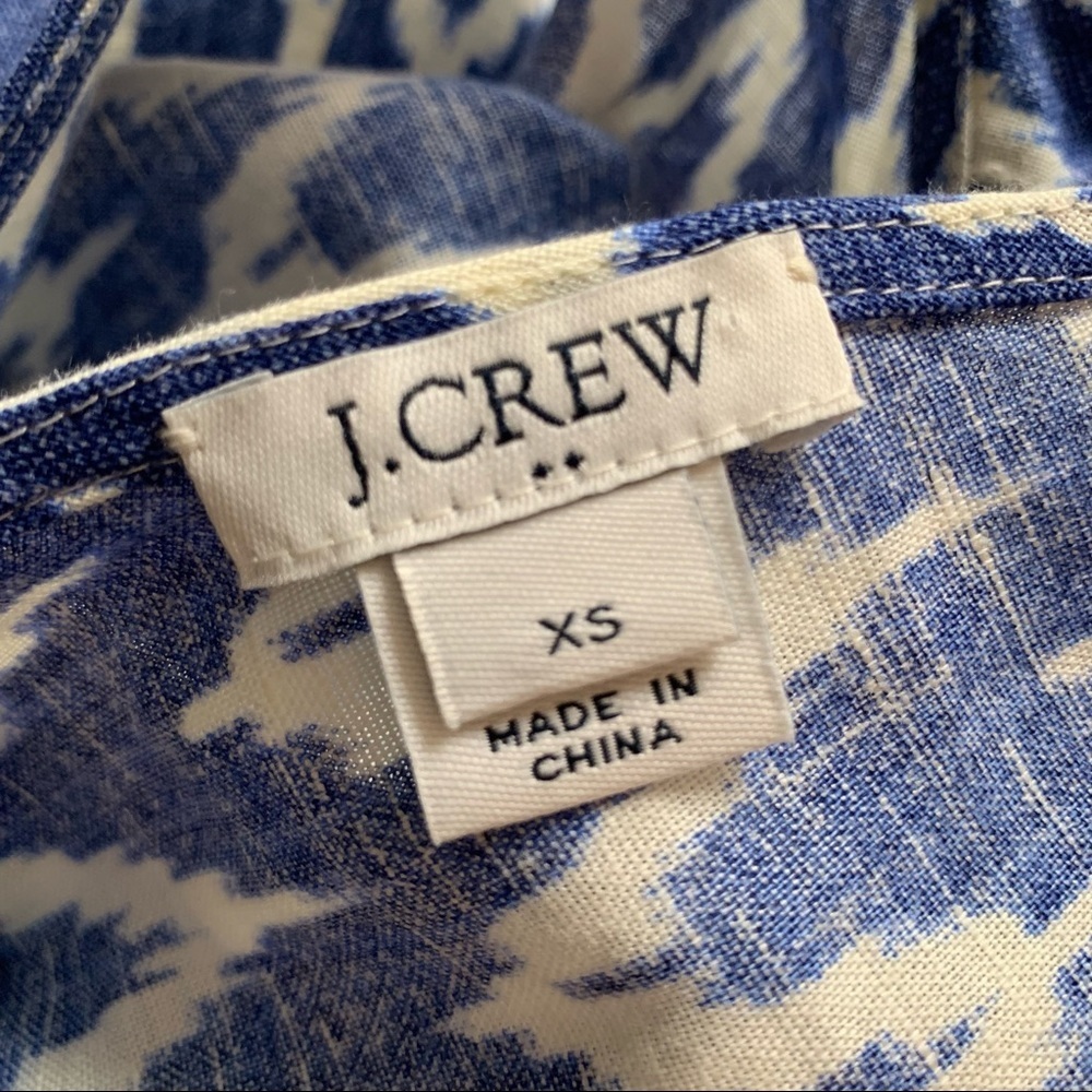 J Crew Factory Dress Back Bow Sleeveless Blue White Chevron XS - Picture 11 of 13